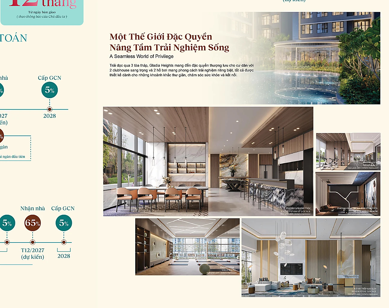 Không gian clubhouse và nội thất Gladia Heights