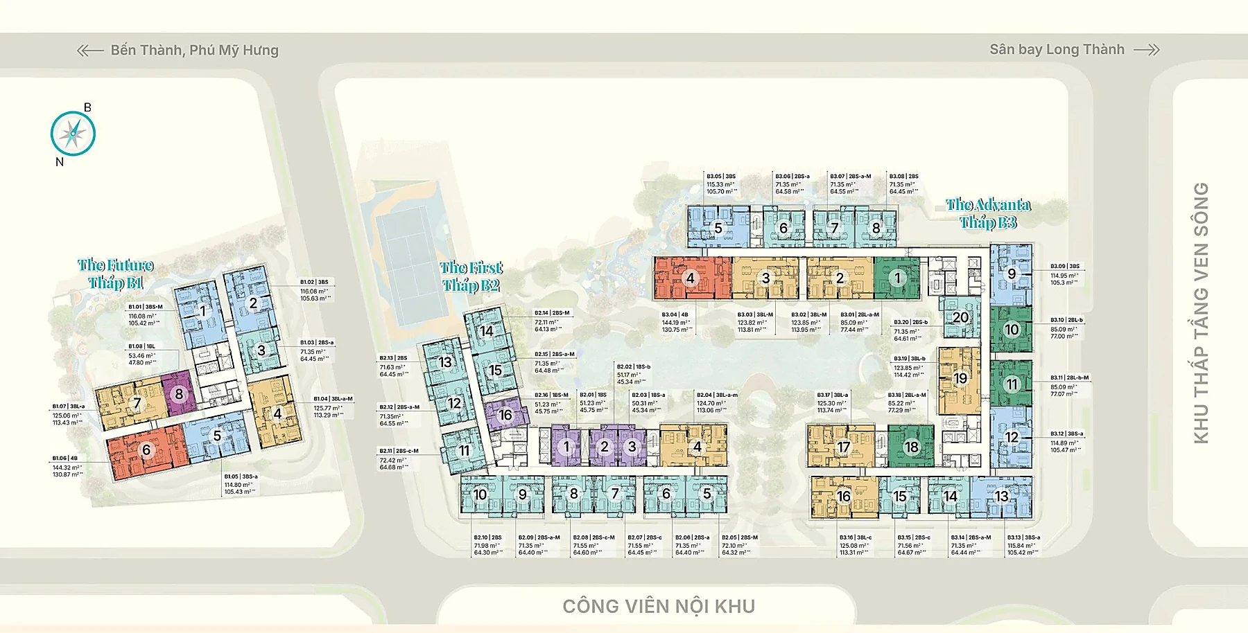 Mặt bằng ba tòa tháp Gladia Heights